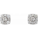 Platinum 1/2 CTW Diamond Cluster Earrings - 86515603P photo 2