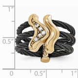Quality Gold Edward Mirell Black Titanium & Bronze Cable White Sapphire Cable Flexible Ring photo 3
