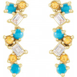 14K Yellow Turquoise, Honey Topaz & 1/10 CTW Diamond Scattered Bar Earrings - 87048608P photo 2