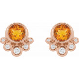 14K Rose Citrine & 1/8 CTW Diamond Earrings - 86777652P photo 2