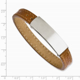 Stainless Steel Light Brown Leather Adjustable 8.25in Bracelet photo 2
