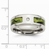 Chisel Stainless Steel Polished With CZ Printed Green Camo Under Rubber Men's Band photo 3