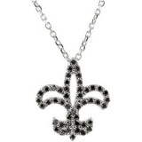 14K White 1/4 CTW Black Diamond Fleur-de-Lis 16 Necklace - 6775584714P photo