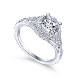 Gabriel & Co. 14k White Gold Victorian Halo Engagement Ring - ER12580R4W44JJ photo 3