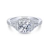 Gabriel & Co. 14k White Gold Victorian Halo Engagement Ring - ER12580R4W44JJ photo