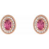 14K Rose Pink Tourmaline & 1/5 CTW Diamond Halo-Style Earrings - 86630683P photo 2