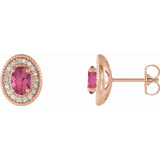14K Rose Pink Tourmaline & 1/5 CTW Diamond Halo-Style Earrings - 86630683P photo