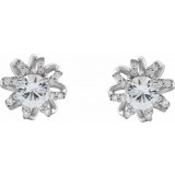 14K White Sapphire & 1/6 CTW Diamond Halo-Style Earrings - 87092620P photo 2