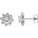 14K White Sapphire & 1/6 CTW Diamond Halo-Style Earrings - 87092620P photo