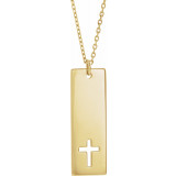 14K Yellow Pierced Cross Engravable Bar 16-18 Necklace - 867581005P photo