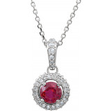 14K White Ruby & 1/5 CTW Diamond 18 Necklace - 6860170001P photo