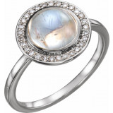 14K White Rainbow Moonstone & 1/8 CTW Diamond Halo-Style Ring - 71821609P photo