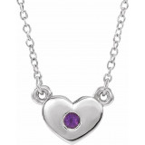 14K White Amethyst Heart 16 Necklace - 8633560004P photo
