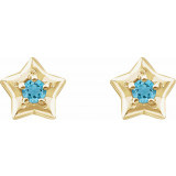 14K Yellow 3 mm Round March Youth Star Birthstone Earrings - 653421607P photo 2