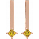 14K Rose Yellow Sapphire Bar Drop Earrings - 87023608P photo 2