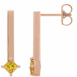 14K Rose Yellow Sapphire Bar Drop Earrings - 87023608P photo