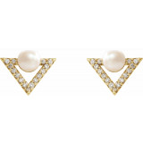 14K Yellow Freshwater Cultured Pearl & 1/5 CTW Diamond Earrings - 87015606P photo 2
