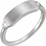 14K White .03 CTW Diamond 18x5 mm Rectangle Signet Ring - 122976600P photo