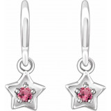 14K White 3 mm Round October Youth Star Birthstone Earrings - 653420626P photo 2