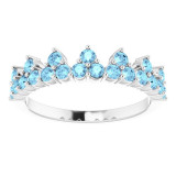 14K White Aquamarine Crown Ring - 71972600P photo 3