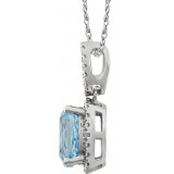 14K White Sky Blue Topaz & .03 CTW Diamond 18 Necklace - 651606101P photo 2