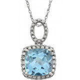 14K White Sky Blue Topaz & .03 CTW Diamond 18 Necklace - 651606101P photo