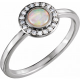 14K White Opal & .07 CTW Diamond Halo-Style Ring - 71821600P photo
