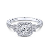 Gabriel & Co. 14k White Gold Victorian Halo Engagement Ring - ER10510S0W44JJ photo