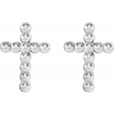 14K White Beaded Cross Earrings - R17012102P photo 2
