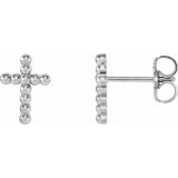 14K White Beaded Cross Earrings - R17012102P photo 3