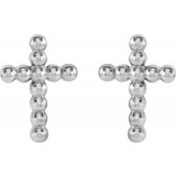 14K White Beaded Cross Earrings - R17012102P photo 4