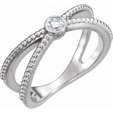 14K White 1/8 CTW Diamond Bezel-Set Beaded Ring - 123108600P photo