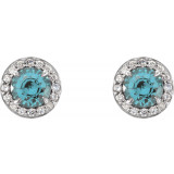 14K White 5 mm Round Aquamarine & 1/8 CTW Diamond Earrings - 864586009P photo 2