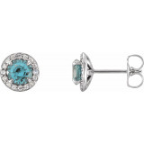 14K White 5 mm Round Aquamarine & 1/8 CTW Diamond Earrings - 864586009P photo