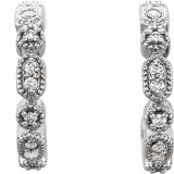 14K White 1/8 CTW Diamond Hoop Earrings - 86456605P photo 2