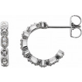 14K White 1/8 CTW Diamond Hoop Earrings - 86456605P photo