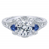 Gabriel & Co. 14k White Gold Victorian 3 Stone Diamond & Gemstone Engagement Ring - ER12582R4W44SA photo