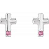 14K White Pink Tourmaline Cross Earrings - R17020610P photo 2