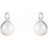14K White Pearl Earrings - 86726600P photo 2