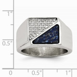 Chisel Stainless Steel Polished With Lapis Lazuli Inlay And CZ Men's Ring photo 2