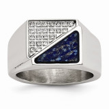 Chisel Stainless Steel Polished With Lapis Lazuli Inlay And CZ Men's Ring photo