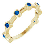 14K Yellow Blue Sapphire Bezel-Set Bar Ring - 72005641P photo