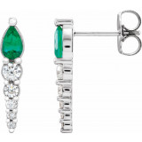 14K White Emerald & 1/4 CTW Diamond Earrings - 870256014P photo