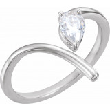 14K White 6x4 mm Pear Near Colorless Forever Oneu2122 Moissanite Bypass Ring - 653358610P photo