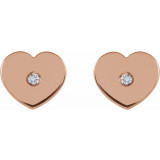 14K Rose .01 CTW Diamond Solitaire Heart Youth Earrings - 192032602P photo 2