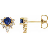 14K Yellow Blue Sapphire & 1/6 CTW Diamond Earrings - 869506030P photo