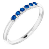 14K White Blue Sapphire Stackable Ring - 123288632P photo