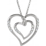 14K White 1/10 CTW Diamond Heart 18 Necklace - 63806301586P photo