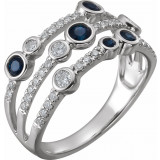 14K White Blue Sapphire & 3/8 CTW Diamond Ring - 653533600P photo