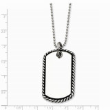 Chisel Stainless Steel Twisted Rope Edge Dog Tag Pendant Necklace photo 2